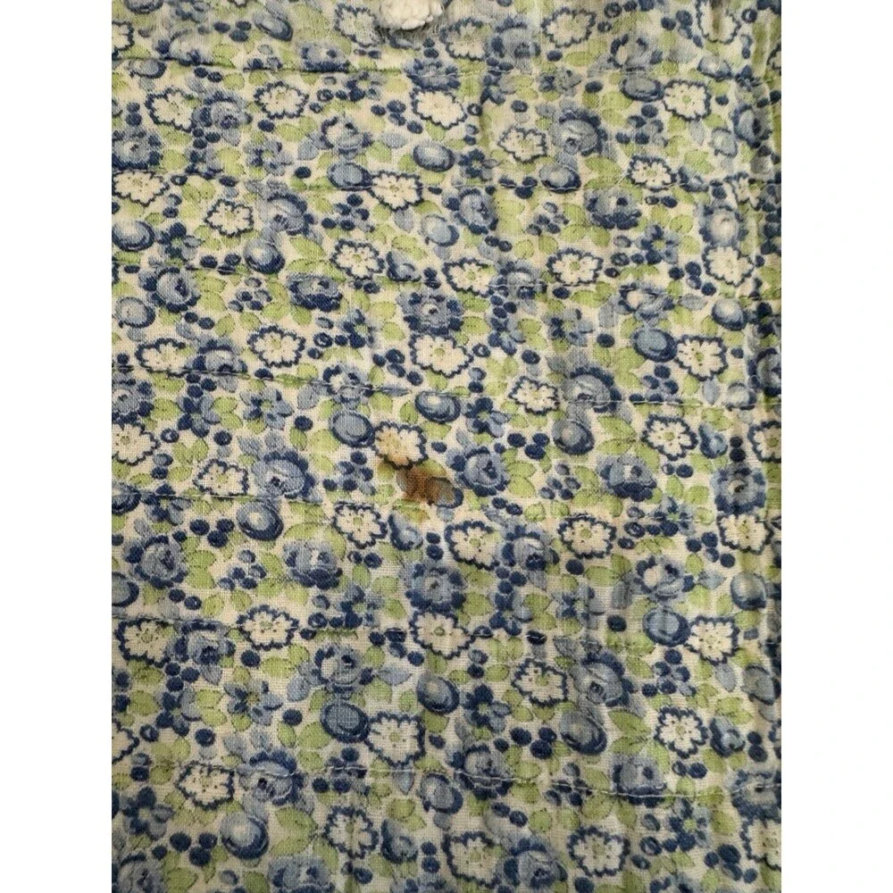 Vtg Hand Quilted Calico Quilt Paisley Floral Strip Patchwork Cottagecore 67x74